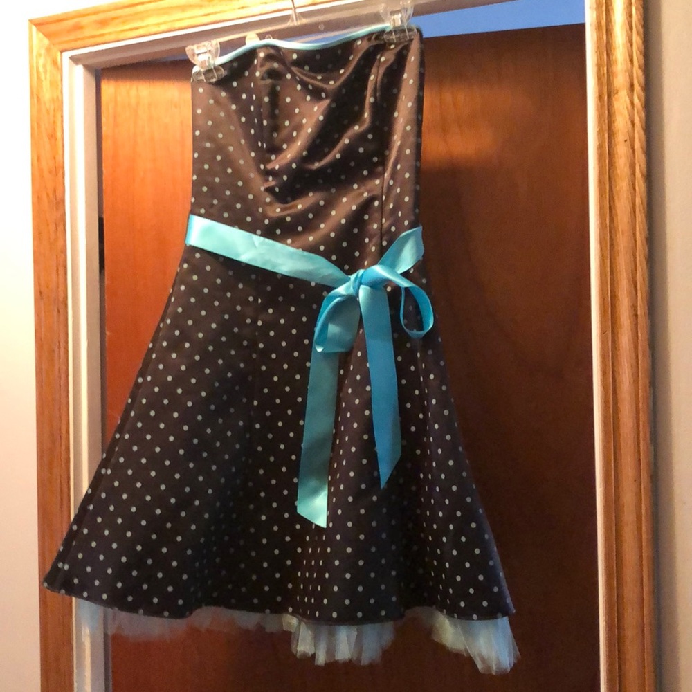 Chocolate and teal dress